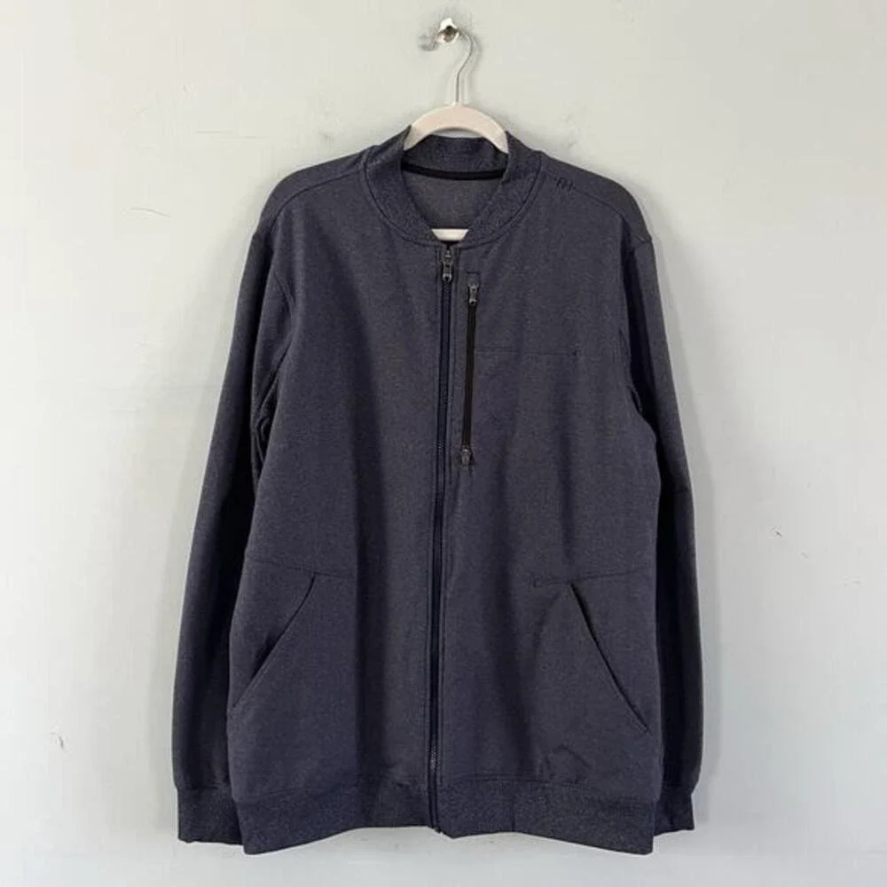 Lululemon Six‎ Pack Heathered Deep Navy Blue Athletic Bomber Jacket